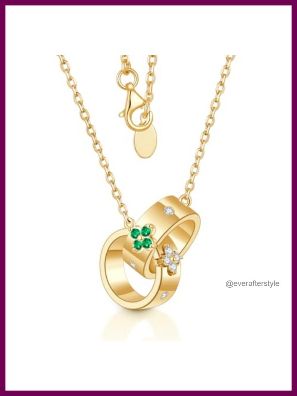 14K Gold Plated 925 Sterling Silver Clover Pendant Necklace Moissanite
